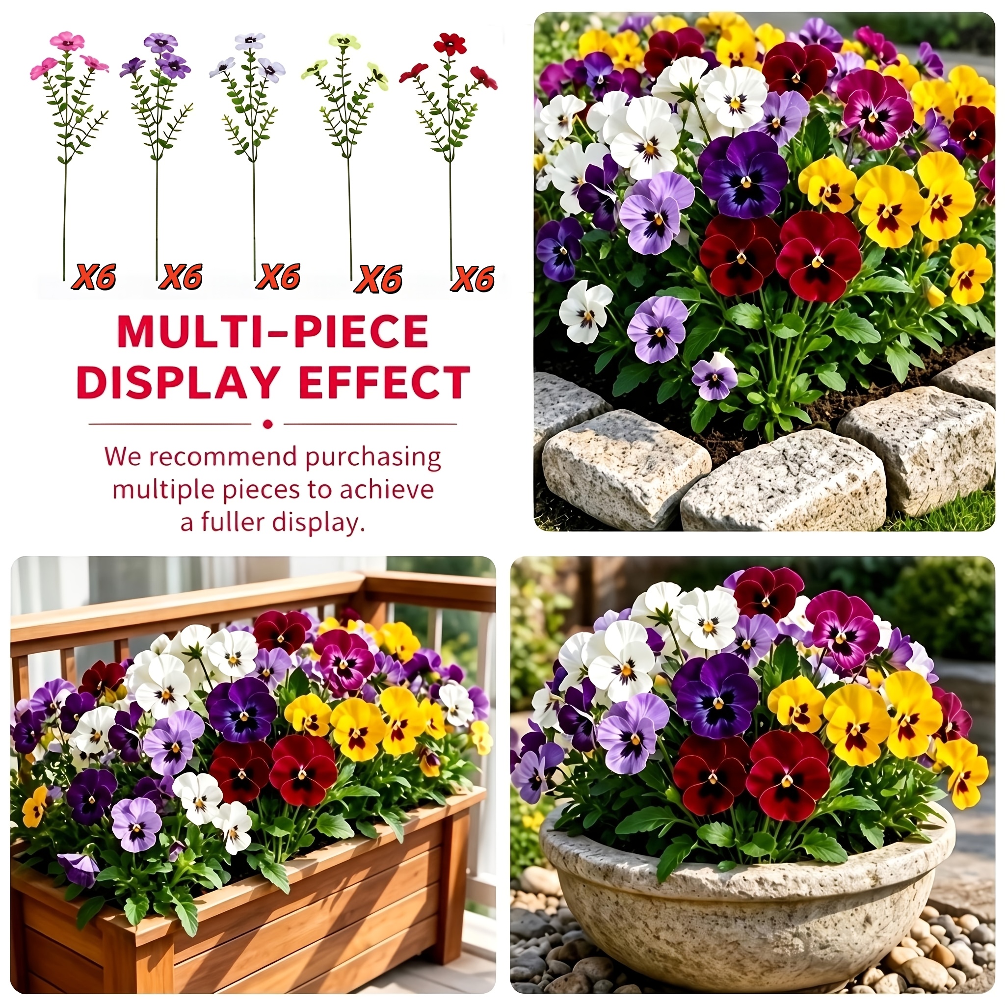 TEMU 30pcs Outdoor Colorful Natural Realistic Artificial Flowers, Carnations With Bouquet, Strong Elasticity, Non-fading And Non-deforming, Resistant