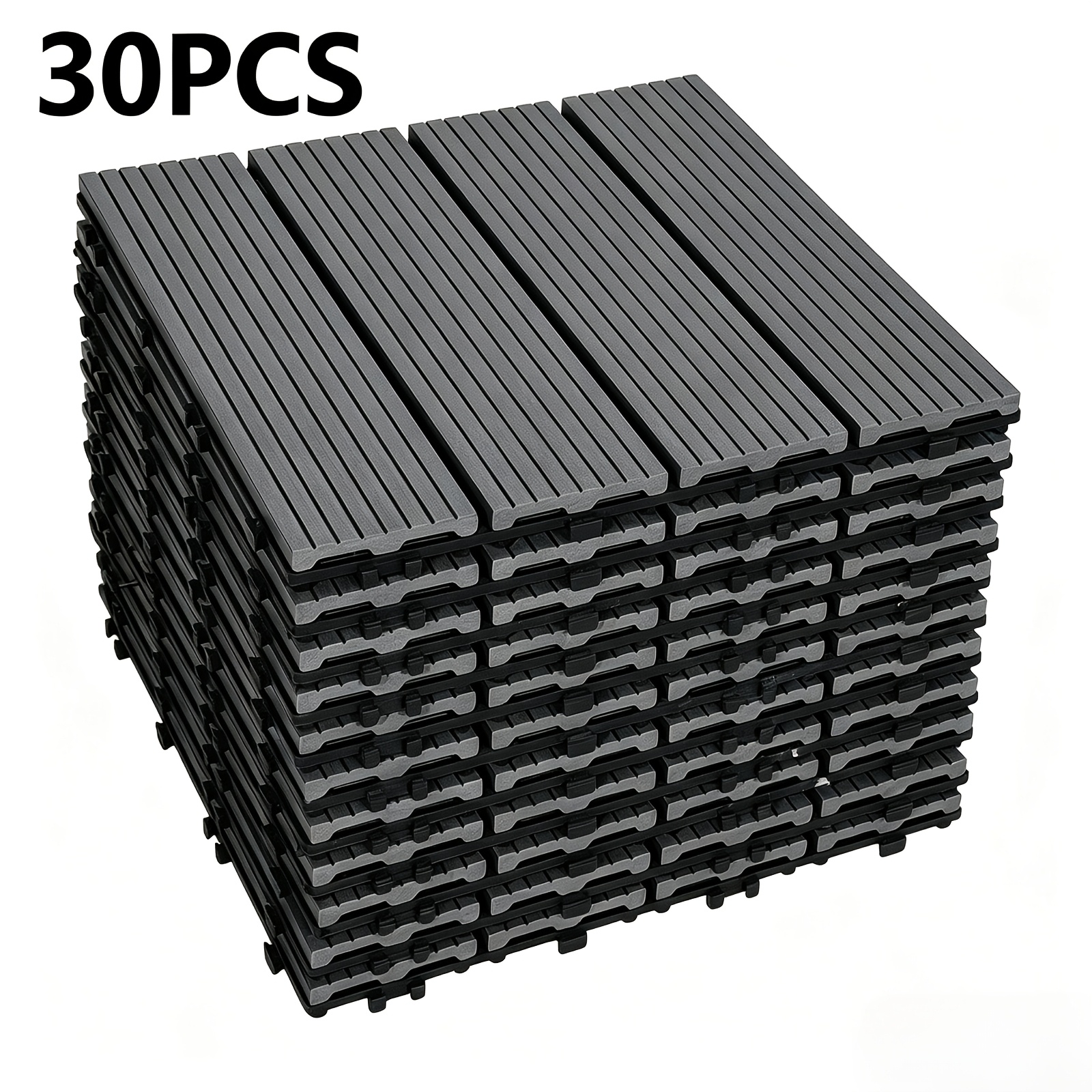 Image of 2.7m²/0.54m² (30pcs/6pcs) Interlocking Patio Click Tiles, Weatherproof Plastic Balcony Flooring Tiles, Installation, Waterproof Outdoor Deck Tiles For Patio, Balcony, Garden & Backyard