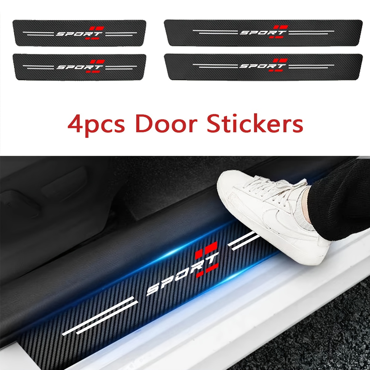 1-pack / 4-Packs Car Door Sill Protectors, Waterproof PVC Leather Door Welcome Mats, Anti-Scratch & Anti-Collision Strips for All Vehicle Models