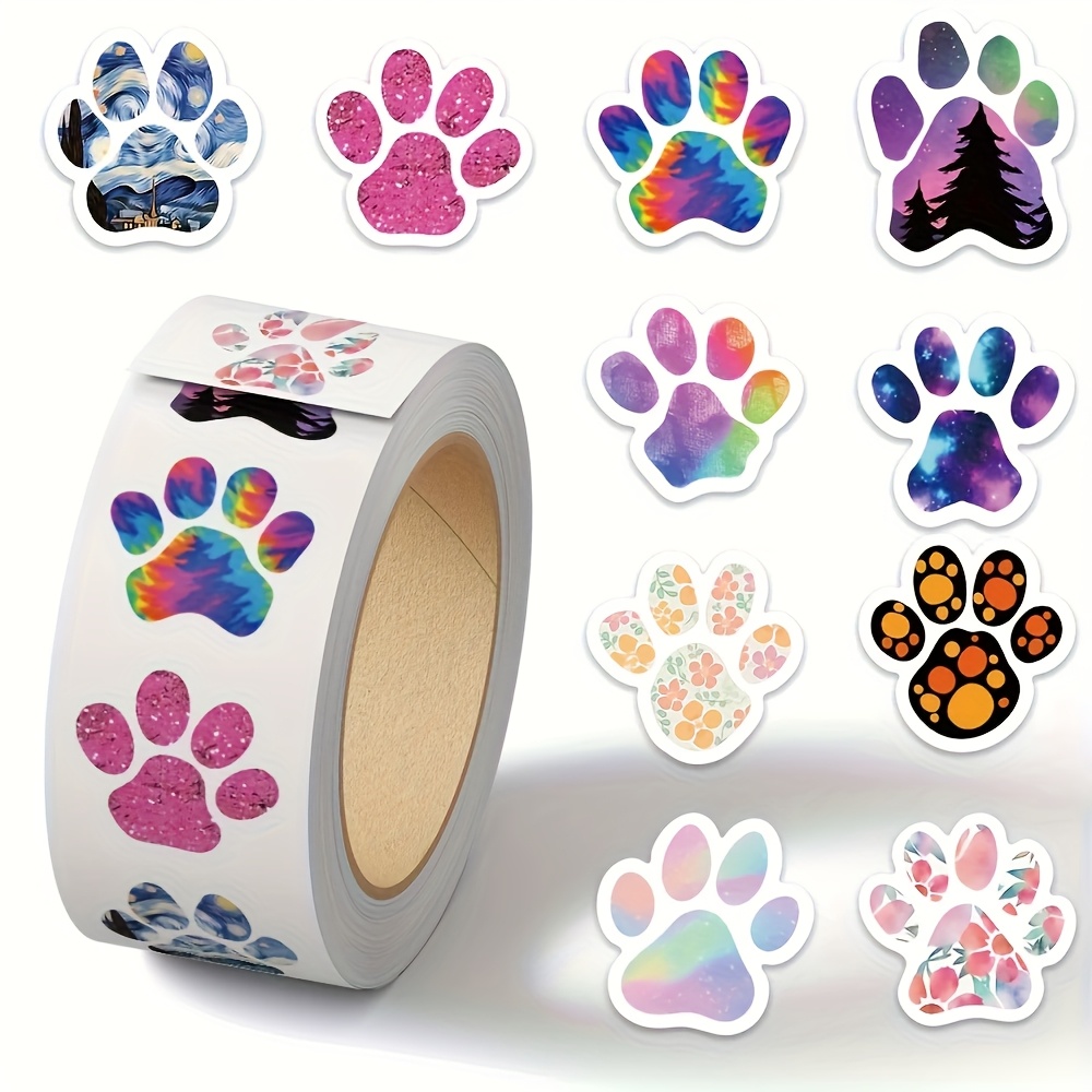 500pcs Per Roll Of Stylish Animal Paw Print Stickers, Perfect For Sealing And Decorating Stationery Office Setting