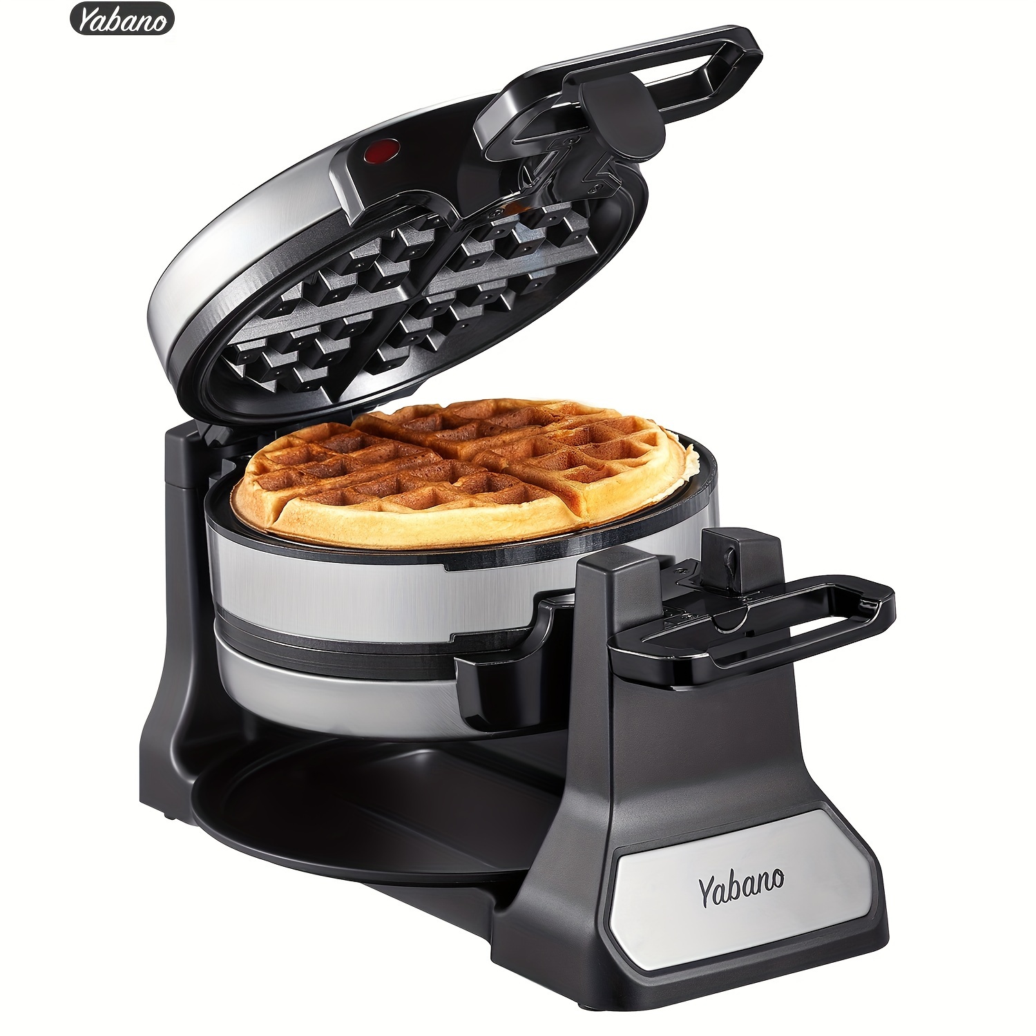 

Yabano Belgian Waffle Maker, Classic Rotating With Nonstick Plates, Removable Drip Tray And Cool Touch Handles, Double Flip Waffle, Rotating Belgium Waflera Maker By Yabano, Brushed Stainless