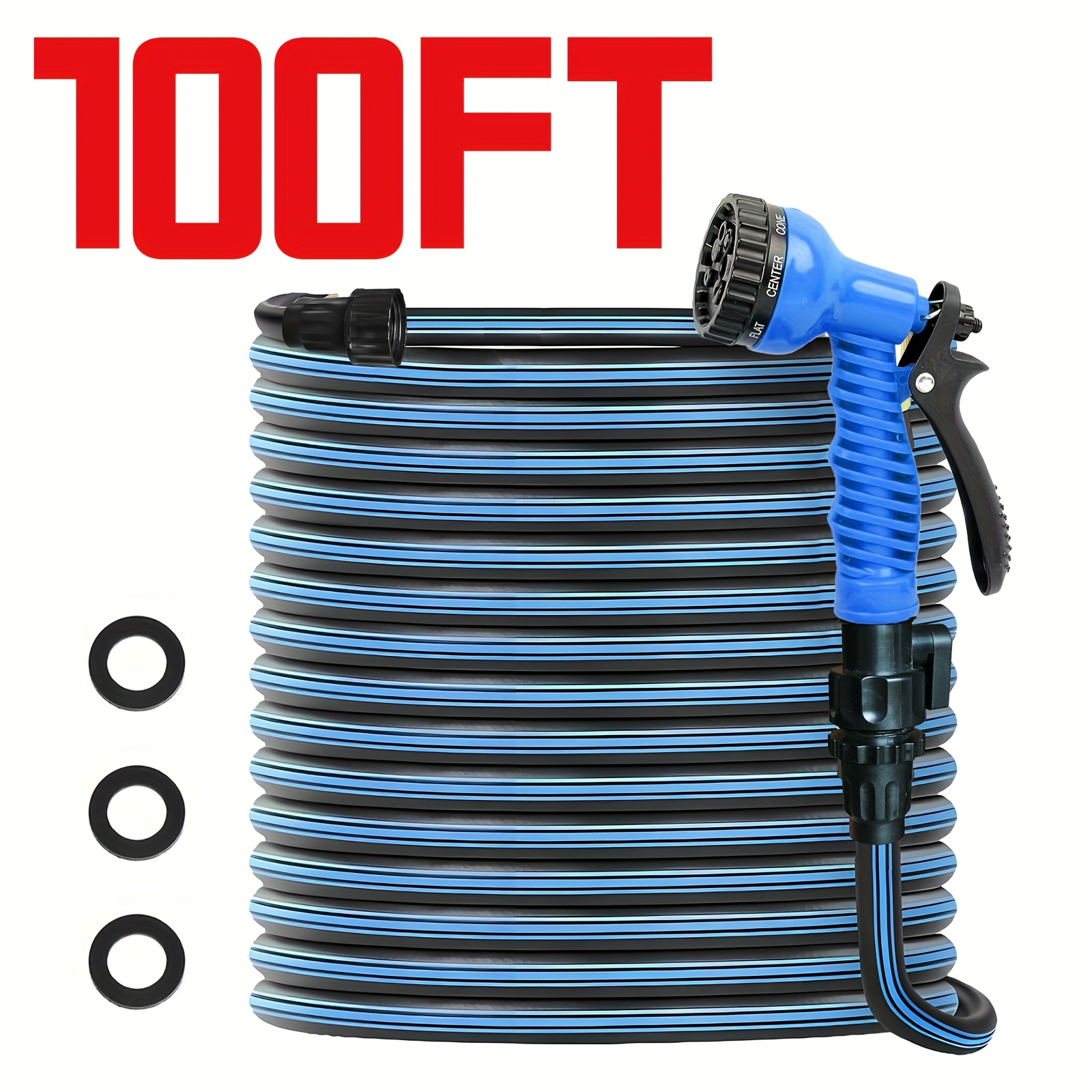 TEMU 100ft Garden Hose Hose High Pressure Car Spray Hose Garden Hose Spray Gun Tools Garden Hose With Spray Gun - Flexible Hose For Watering Car