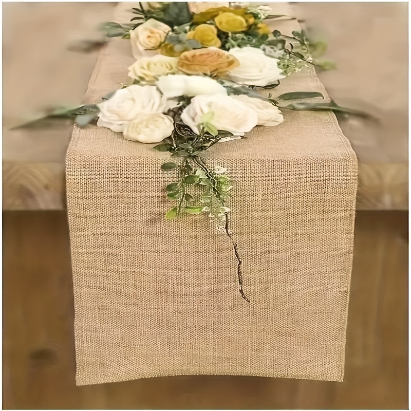 

1pc, Rustic Burlap Table Runner, Perfect For Farmhouse Wedding Decor And Special Occasions, Vintage Zen Style Runner For Home Living Room Dinning Table Party