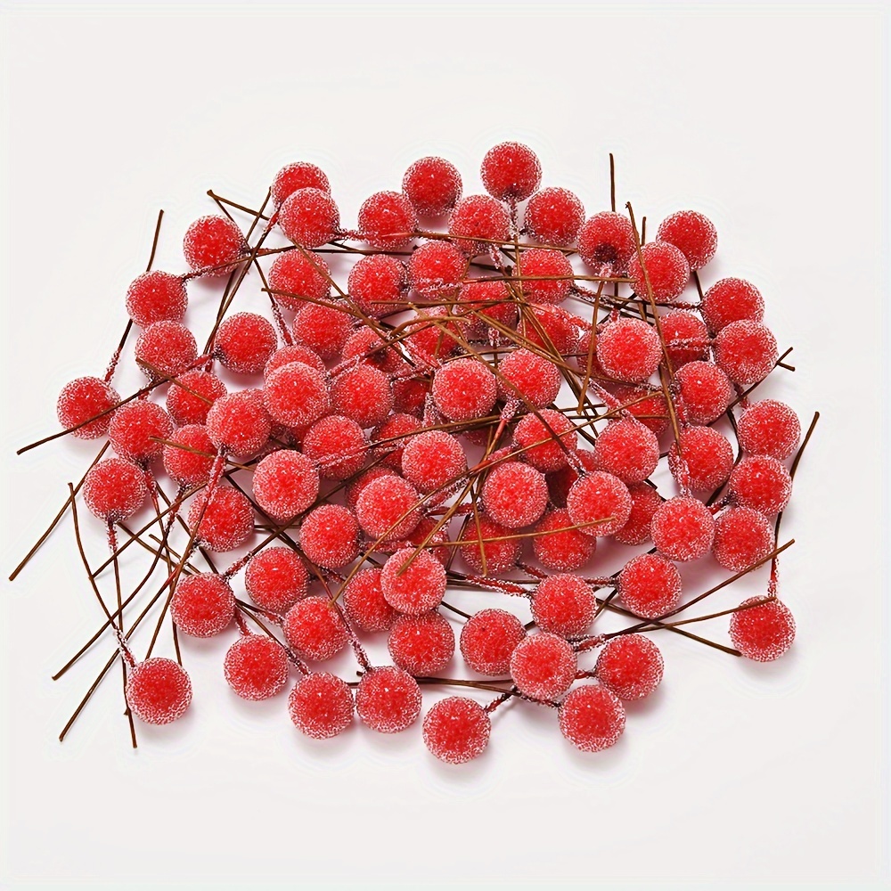 

30pcs Red Berries, / Plastic Christmas Decorations, Diy Wreath & Headwear Accents, No Needed, For Box & Accessories, Home &