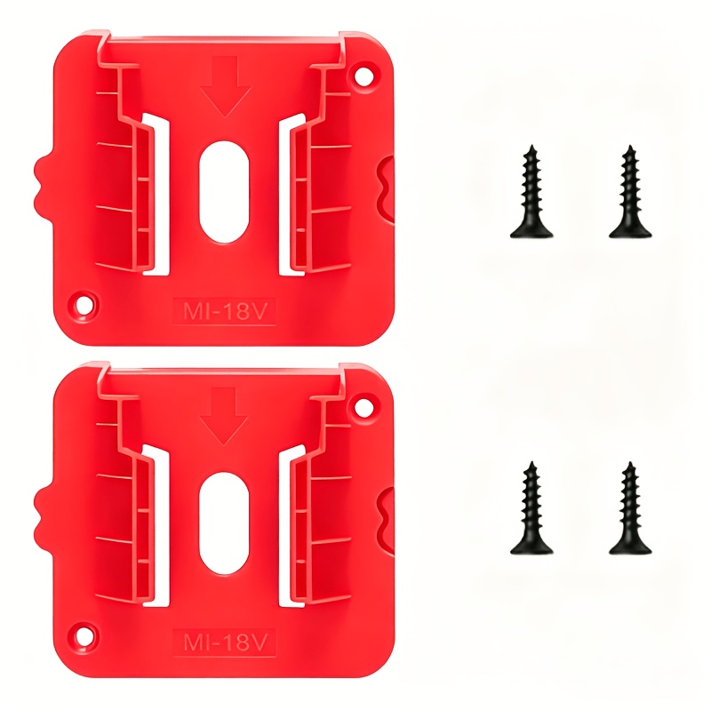 TEMU 6pcs 8v Battery Wall Mount Storage Bracket Set (2 Brackets + 4 Screws), Made Of Durable Plastic With No Power Needed And Batteries Not Included.