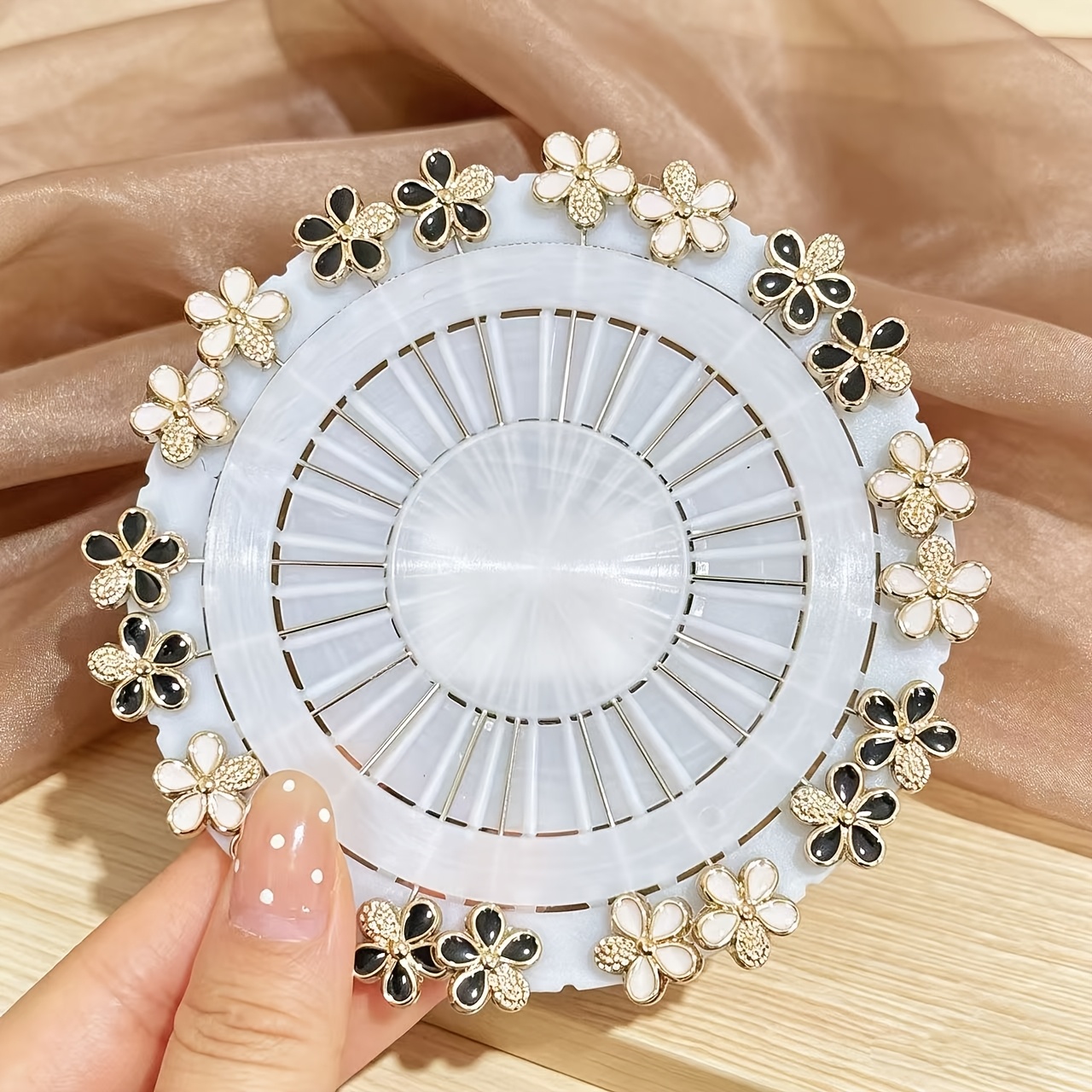 Colorful Floral Disc Pins Fixing Needles Scarf Headscarf Clips Fixing Buckles Long Needle Large Head Pins 20pcs (random Colors)