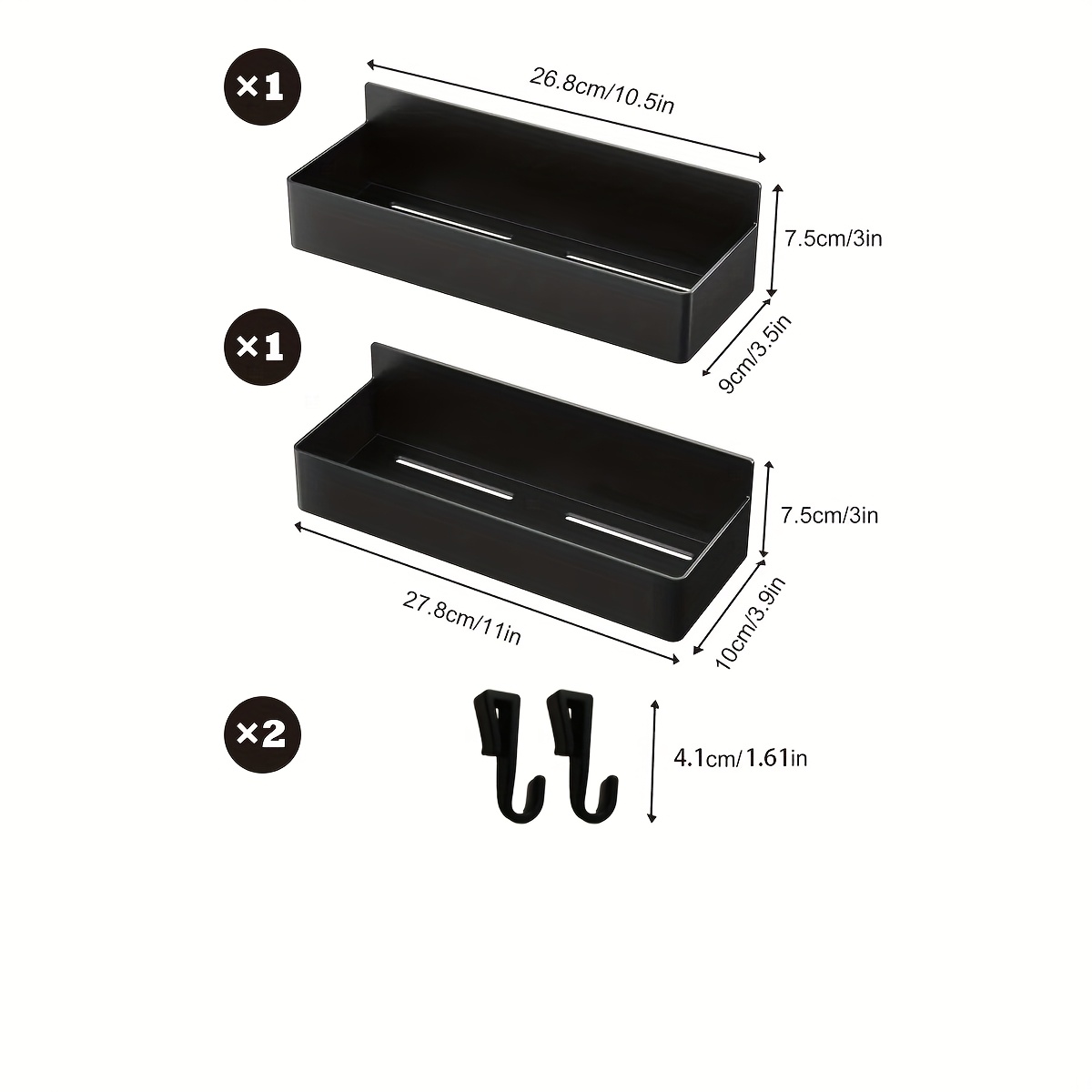 4/8pcs/set Including 2 Storage Boxes And Or 4 Storage Boxes And 4 Hooks Strong Anti-slip Refrigerator Washing Machine Side Organizer Magnetic No-drill Design Kitchen Bathroom Multifunctional Rack