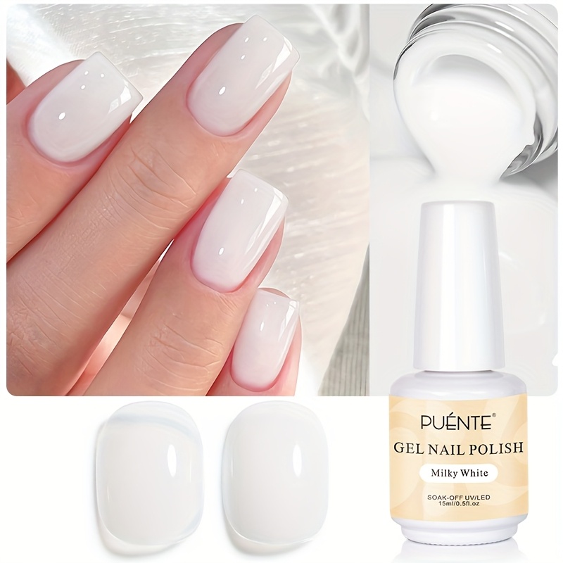15ml Milky White Gel Nail Polish, High Gloss, Semi-transparent Gel For French Manicure, Unscented, Alcohol-free, Long-lasting Nail Art , Soak Off Light, Translucent Gel Nail Polish