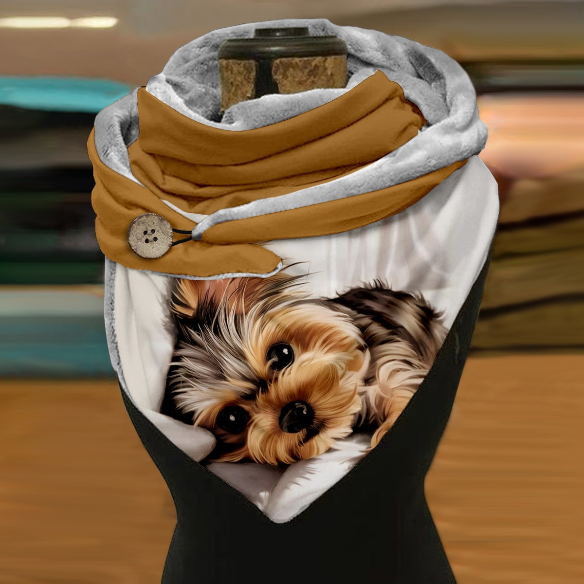 Adorable Dog-themed Artistic Plush Casual Scarf, 3d Printed Triangular Scarf, Warm Scarf