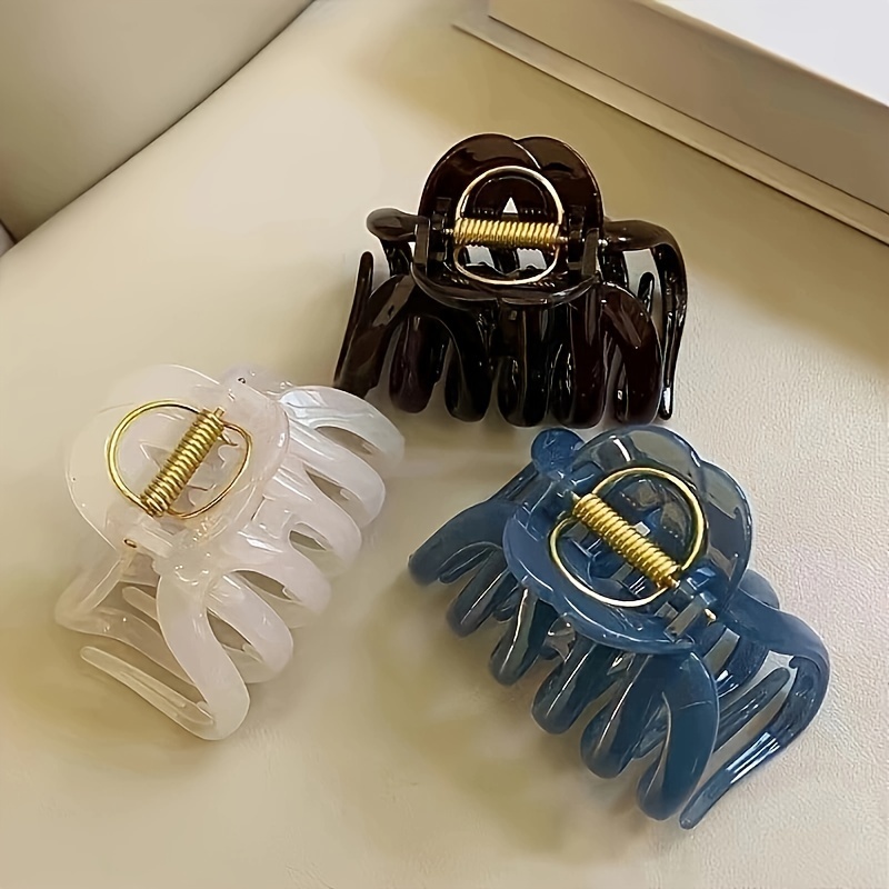 

1pc Elegant Large Octopus Hair Claw Clip - Sleek Acrylic In White, Brown, Blue With Mechanism - For Stylish Updos And Ponytails