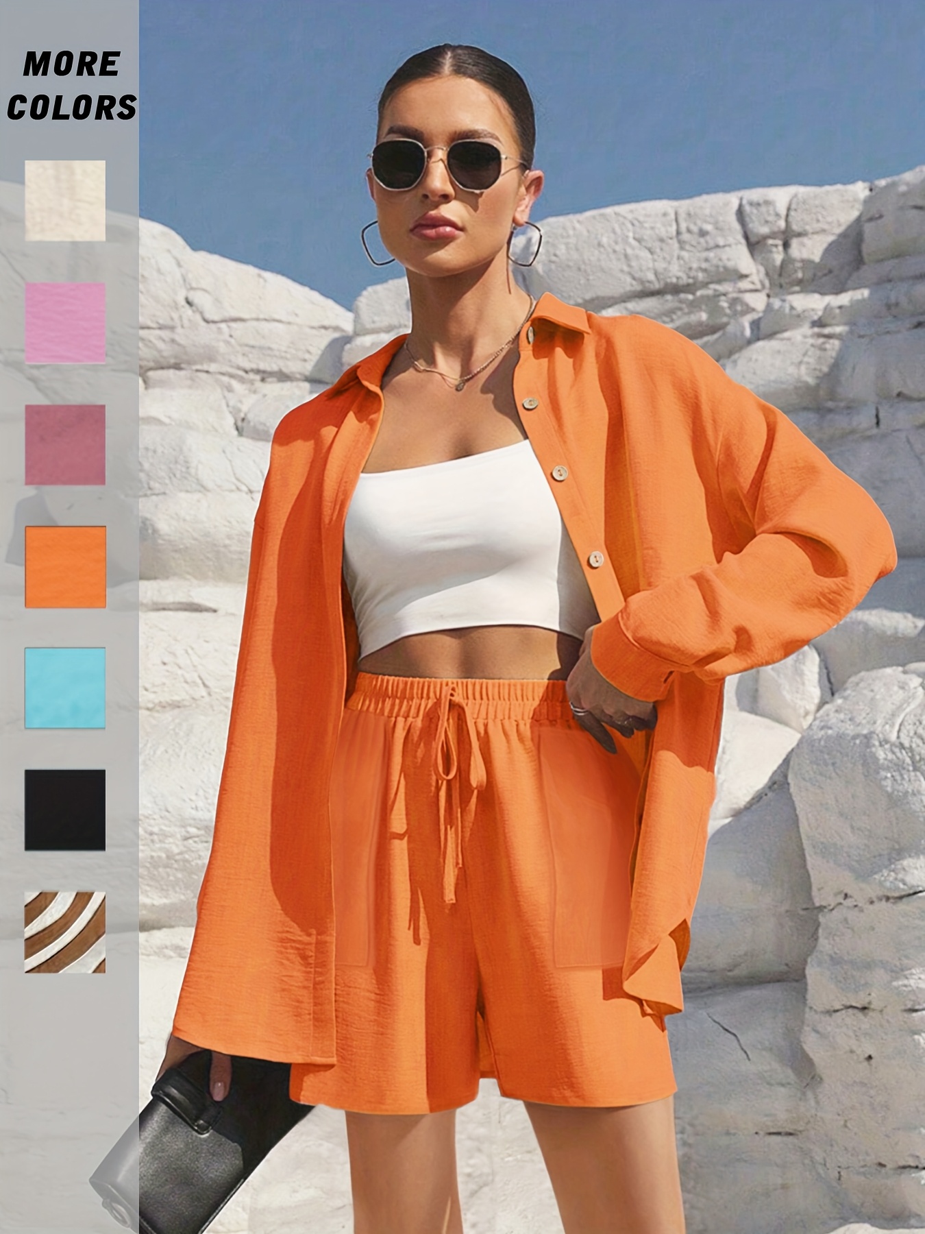 conjunto casual piezas mujer camisa larga botones Temu Guatemala