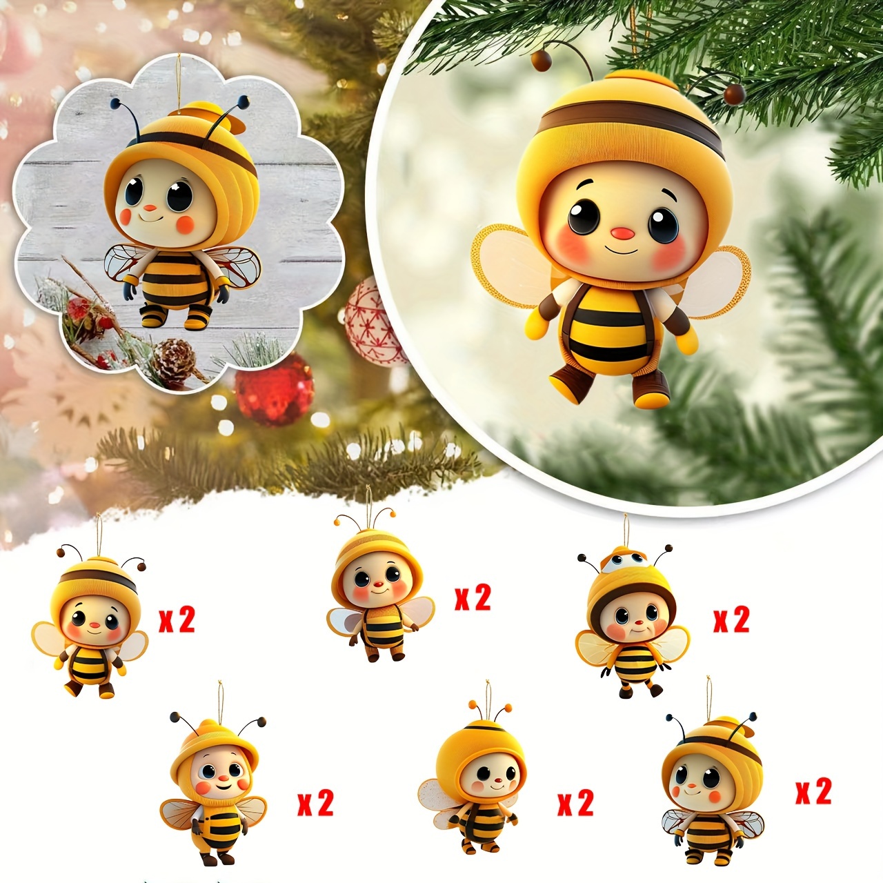 

12pcs Cute Bee Theme Wooden Decor Set For Parties & Holidays - Halloween, Thanksgiving, , Room Decor