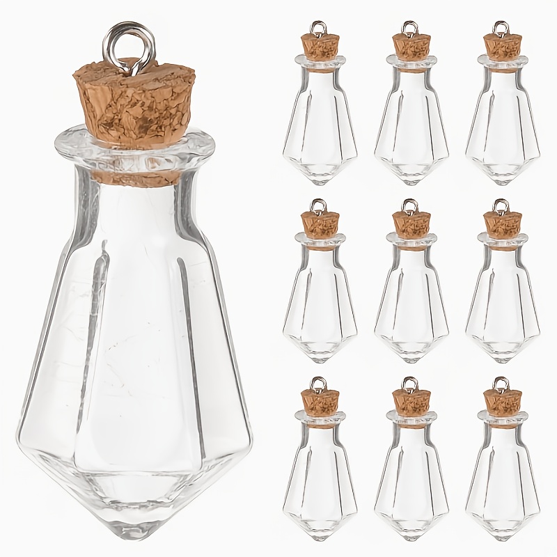 TEMU 10pcs Cone-shaped Decorative Bottles - Sheep Eye Cork Stopper Cone Ball Wish Bottles, Perfume Bottle Pendants, Drift Bottle Wish Decor, Crystal