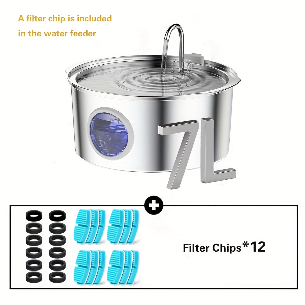 Ultimate 1.85gal Large Capacity Smart 304 Stainless Steel Dog Water Fountain - Automatic Pet Water Dispenser with Window, USB-Powered, No 5V 1A Plug, Replace Filter Chip & Clean Pump Monthly, Durable & Easy-Clean Design for Dogs & Cats, Dog Water Fountain, Cat Water Fountain, Modern Pet Accessory, Easyclean Material, Without Battery, Water Bowl for Dogs, Cat Fountain, Dog Water Dispenser, Cat Fountain Water 16 Ultimate 1.85gal Large Capacity Smart 304 Stainless Steel Dog Water Fountain - Automatic Pet Water Dispenser with Window, USB-Powered, No 5V 1A Plug, Replace Filter Chip & Clean Pump Monthly, Durable & Easy-Clean Design for Dogs & Cats, Dog Water Fountain, Cat Water Fountain, Modern Pet Accessory, Easyclean Material, Without Battery, Water Bowl for Dogs, Cat Fountain, Dog Water Dispenser, Cat Fountain Water - Image 16