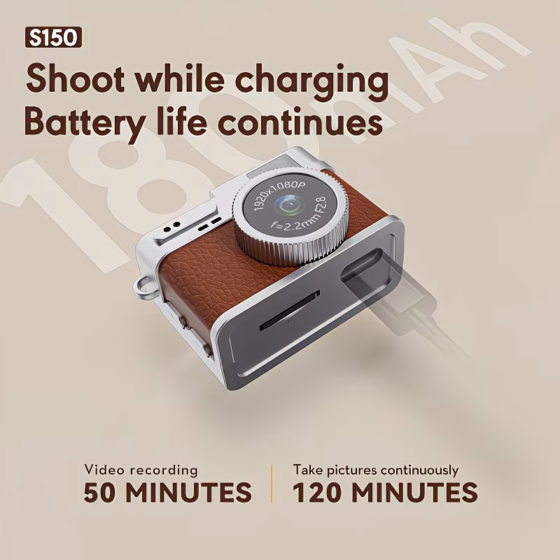 una mini fotocamera e , un piccolo gadget fotografico portatile. questo dispositivo fotografico indossabile retro e mini è dotato di filtri intercambiabili, flash e funzionalità di registrazione video, con ips da 0,96 pollici led di riempimento. è una scelta Dettagli dell'articolo 6