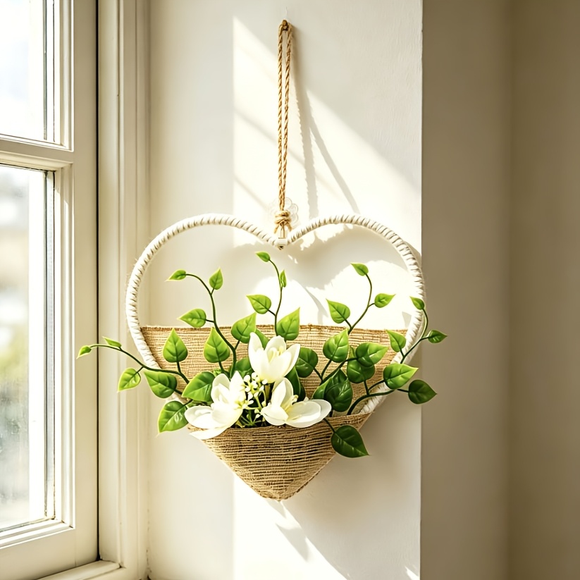 Image of Simulated Heart-shaped Wreath, With Greenery, Hung On Doors, Windows, Or Walls. A Perfect Mother's Day Gift For Women Christmas Halloween