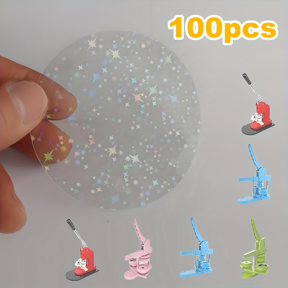 Color Badge Film, 100pcs Pack Of Clear Badge Protective Film, Round Plastic Film, Round Film For Button Manufacturers, Round Badge Button Craft Materials For Gift And Souvenir Making