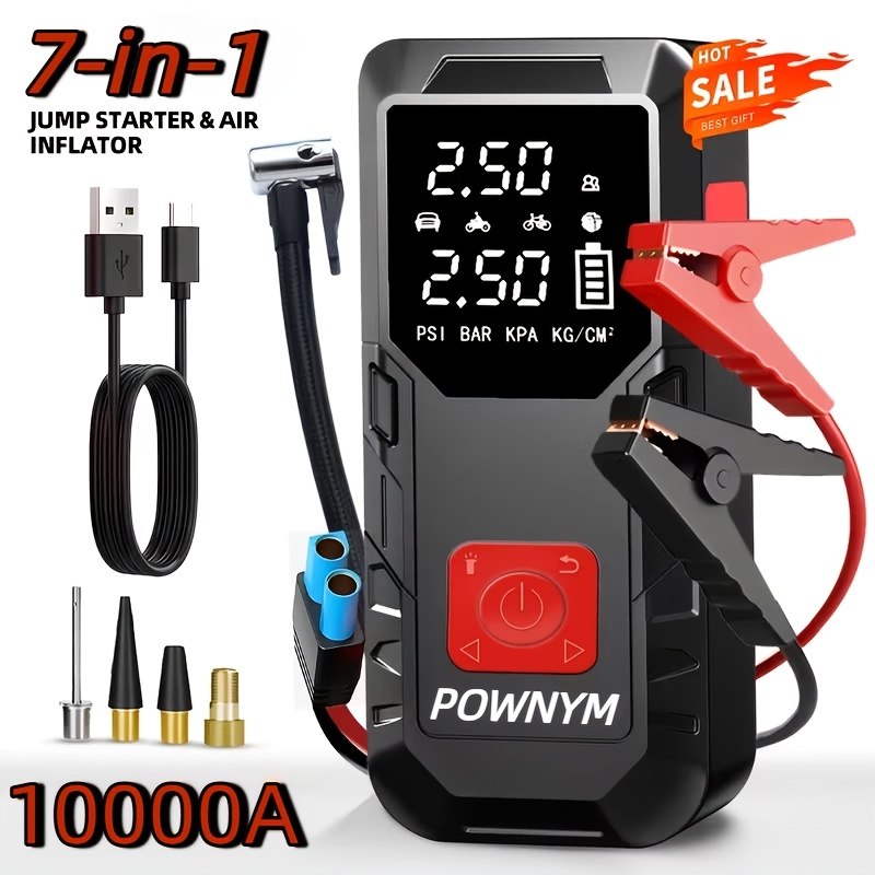 10000A/13000A 9-in-1 Multi-Functional Emergency Jump Starter with Air Pump – Portable Car Battery Starter & Vehicle Battery Charger, 150PSI, Suitable for Gasoline & Diesel Engines — Zaynora Luxury Marketplace