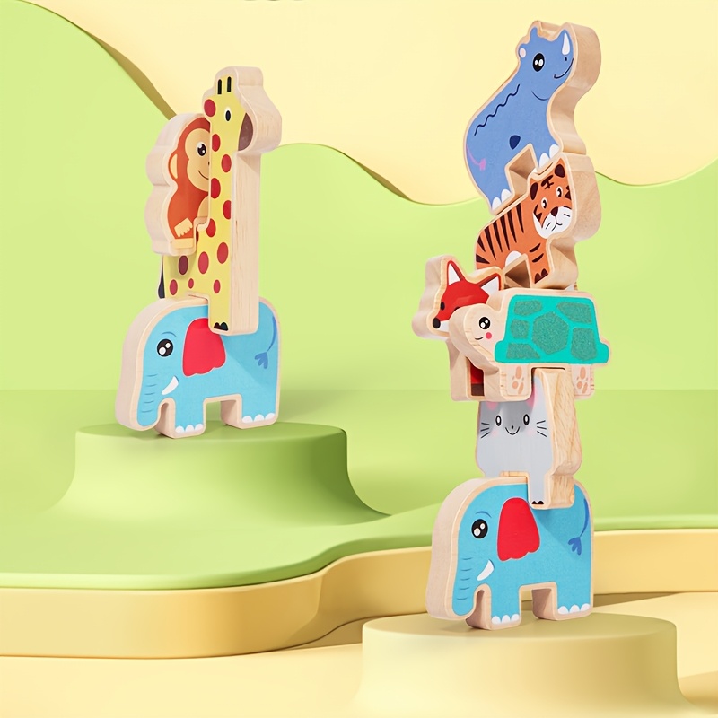 Wooden Animal Sorting Stacking Blocks Toy