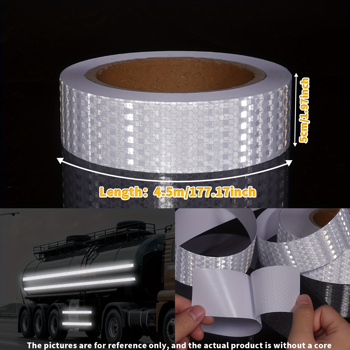 Image of Royalrhino 177-inch White Heavy-duty Reflective Safety Tape - /white Marking Strips For Vehicles, Trucks, Trailers, & Parking Lots - Easy-to-apply Adhesive-like Tape (no ) Noodpakket