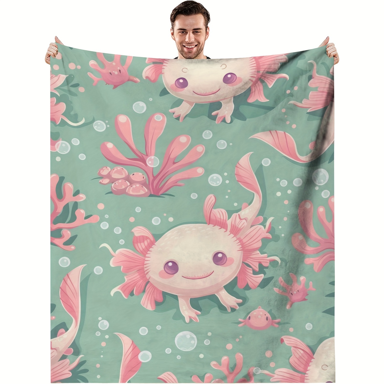 

Axolotl Flannel Throw Blanket - Cozy & Warm For All , Perfect Gift For