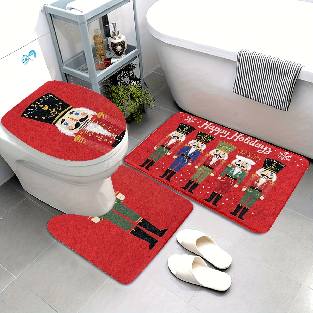 

Soldiers Pattern, Bathroom Rugs, Christmas Decor, , , Low , Polyester , Tpr Backing, 1350g/m², 0.7cm , Suitable For And Bathtub, For , Fluffy Decor Decoration