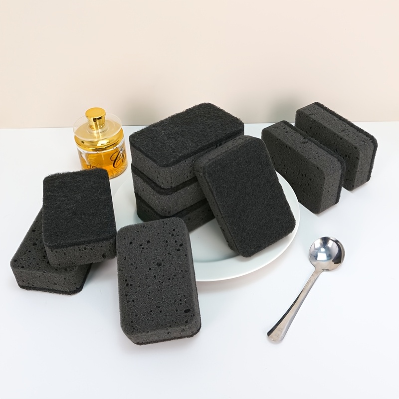 Black-Gray Rounded Corner Sponge Scrubber for Pots and Dishes