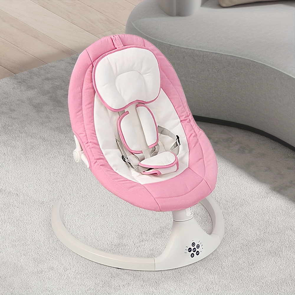 

Pink Rocking Chair, Portable Swing, With Timing And Music Functions, Foldable, For Indoor And Outdoor Use, Christmas Gift, Gift, 5-, 5-point Safety Belt, Removable And Washable Cloth Cover