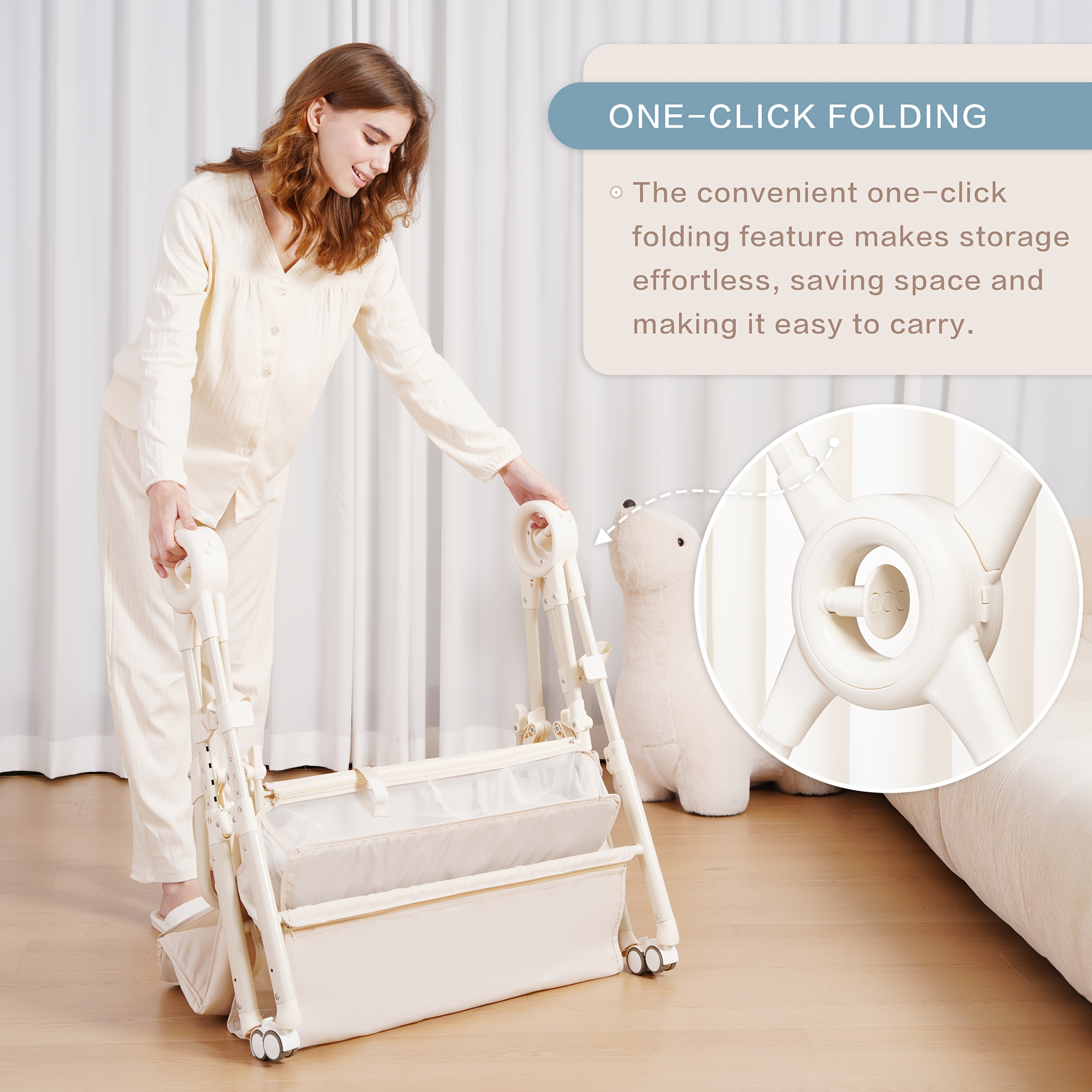 Portable Foldable Baby Changing Table with Wheels - Adjustable Height Nursery Organizer Station, Heavy-Duty Metal Foldable Diaper Changing Table with Storage Shelf, Hanging Rail & Side Basket for Nursery, Travel, for Infants &