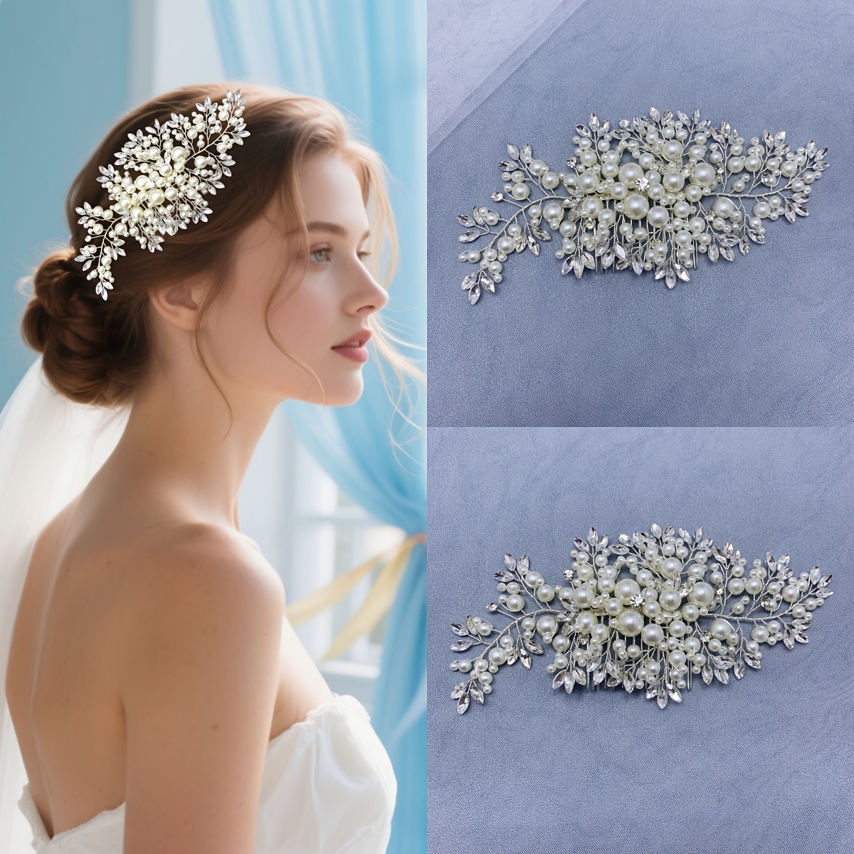 Handgefertigte Braut-Haarnadeln Mit Blumen & Zirkonia – 5-teiliges Set, Weiß, Für Hochzeit & Festliche Anlässe