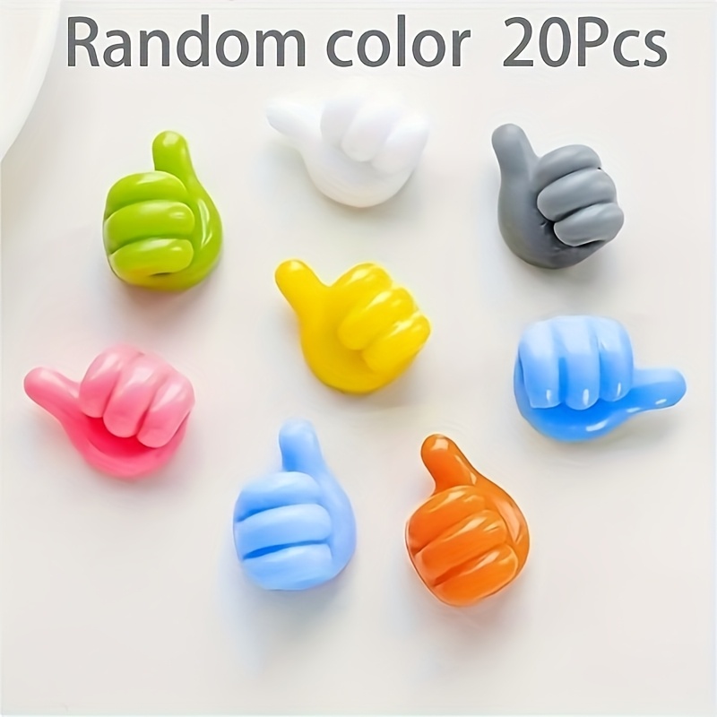 TEMU 20pcs Premium Polished Plastic Thumb Wall Hooks - Colorful Adhesive Cable Clips For Earphones, Data Cords & Keys - Perfect For Office