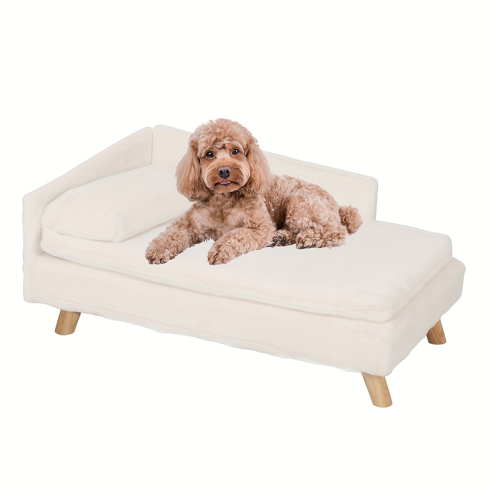 TEMU Canapé Lit pour Chien avec Pieds en Caoutchouc, Coussin, Tapis, Oreiller en Peluche, Chaise de Luxe pour Chat, Lit et , Nid, Tabouret, Petit,