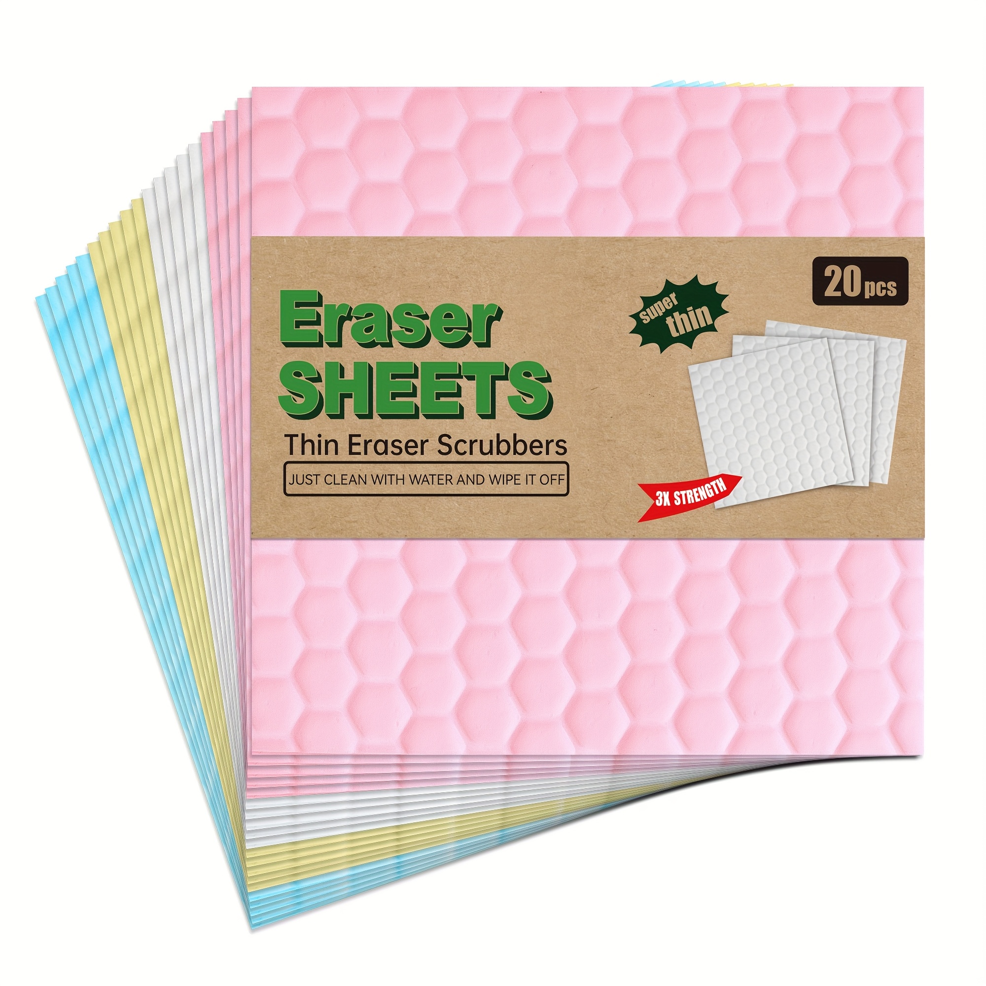 Image of 20 Pack Eraser Cleaning Cloth, 2x Density Extra Melamine Sponge, Multi-functional Household Cleaning Pad For Bathroom Furniture Floor Wall Cleaner, Non-scratch Scrub Foam