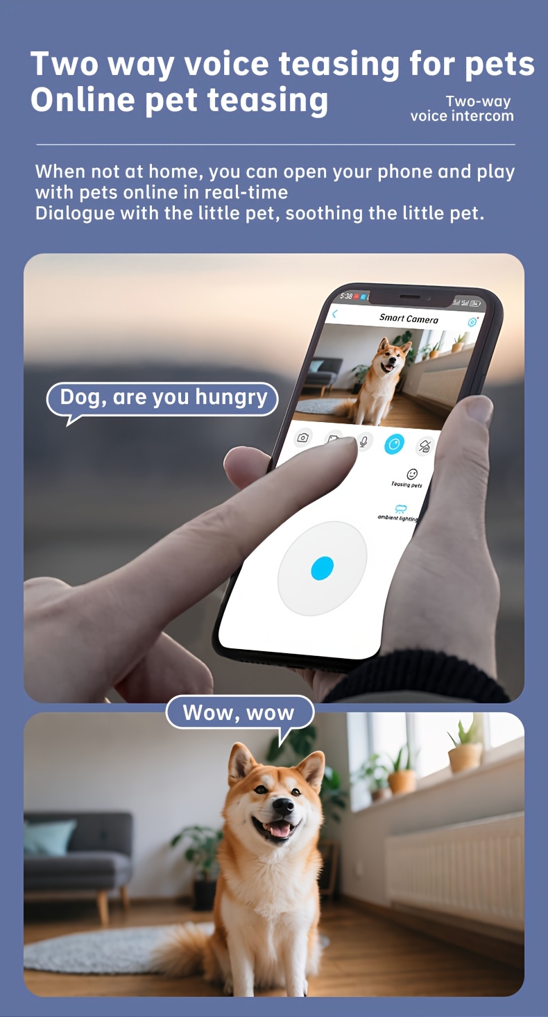 STJIATU Pet Camera - Mobile Monitoring for Elderly and Children, Wireless WiFi 2.4G Smart Voice Robot, Pet Entertainment, Mobile Remote Viewing Device with Built-in 64GB Memory Card, Cloud Storage Support, Feather Artificial Breeding