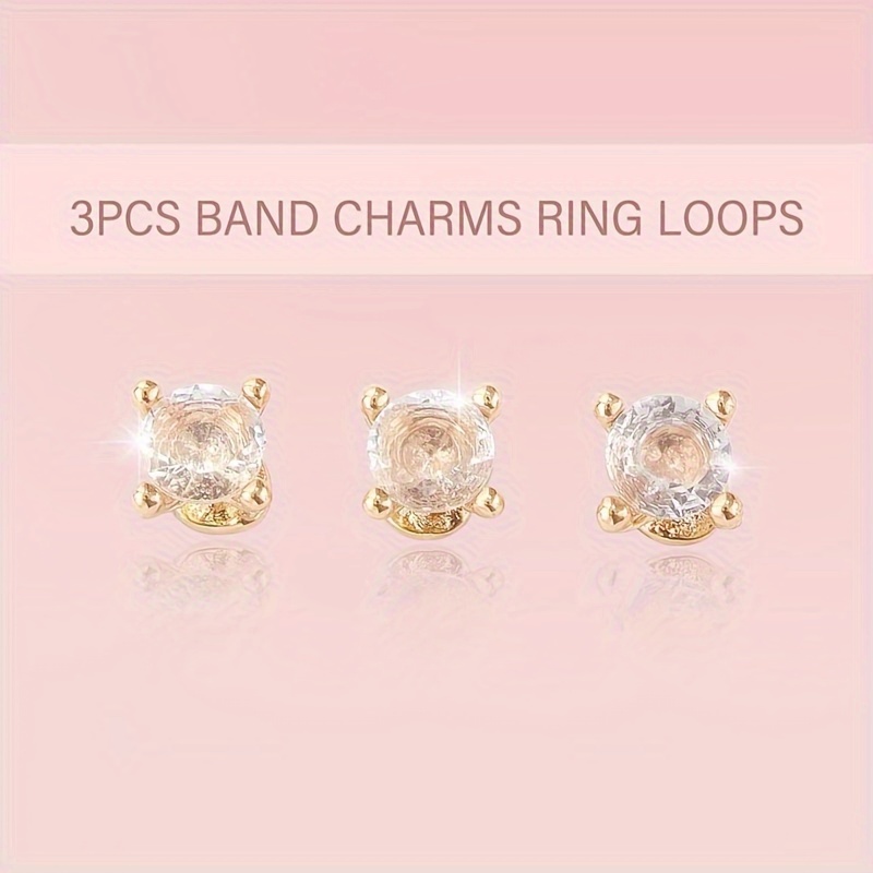 Image of 3pcs Copper Zirconia Watch Band Charms (not Included) Compatible With For Iwatch Strap 45mm 44mm 42mm 41mm 40mm 38mm, Decorative Stud Additions For Iwatch Series Se 6 5 4 3 2 1