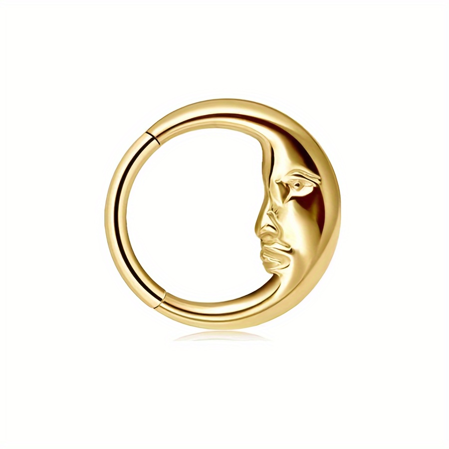 E-shop Europäische und amerikanische Mond Alte Mann Edelstahl 8/10 mm Membran Schnappring, Nasenring Lippenring Tragus Helix Knorpel Ohrring Körper
