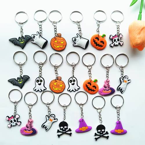 20 cartoon halloween keychains womens fashion cute decorative accessories for wallets and backpacks holiday gift key rings halloween party favors