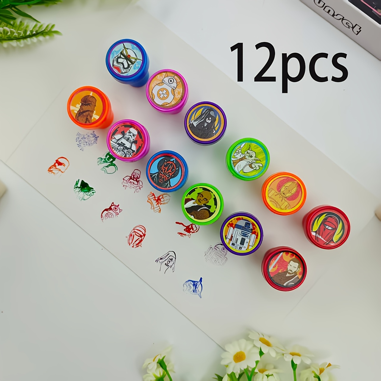 E-shop 12-teiliges Star Wars Stempelset, Mischfarben DIY Bastelset, Rund, Langlebiges Plastik, für Scrapbooking, Geburtstags- Feiertagsgeschenke