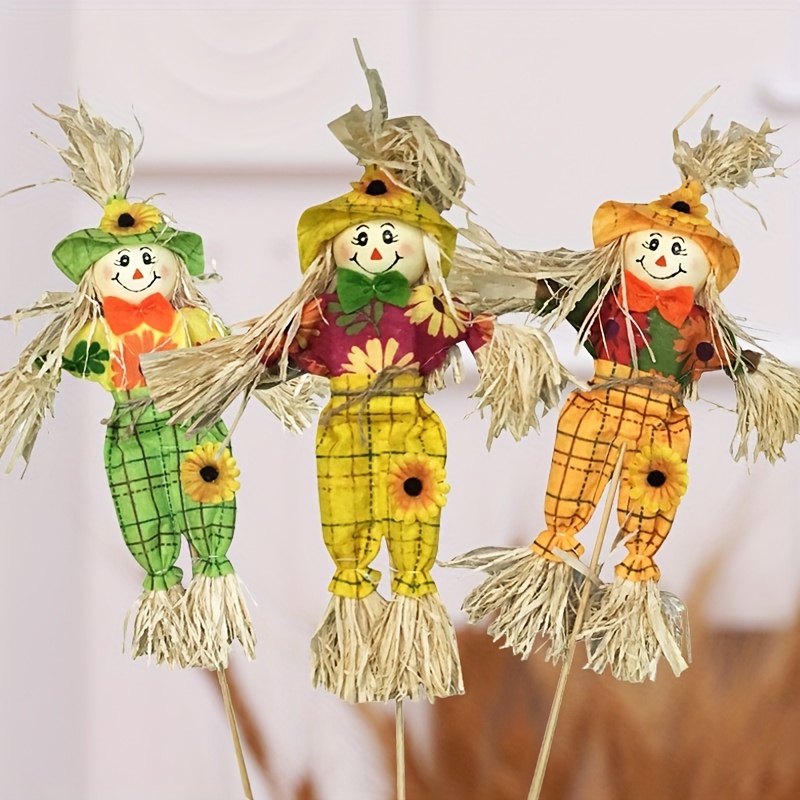 

Festive Straw Scarecrows: 40cm/15.75in Outdoor Decorations For Spring, Summer, Fall, And Halloween - No Feathers, No Electricity, Wheat Straw Material