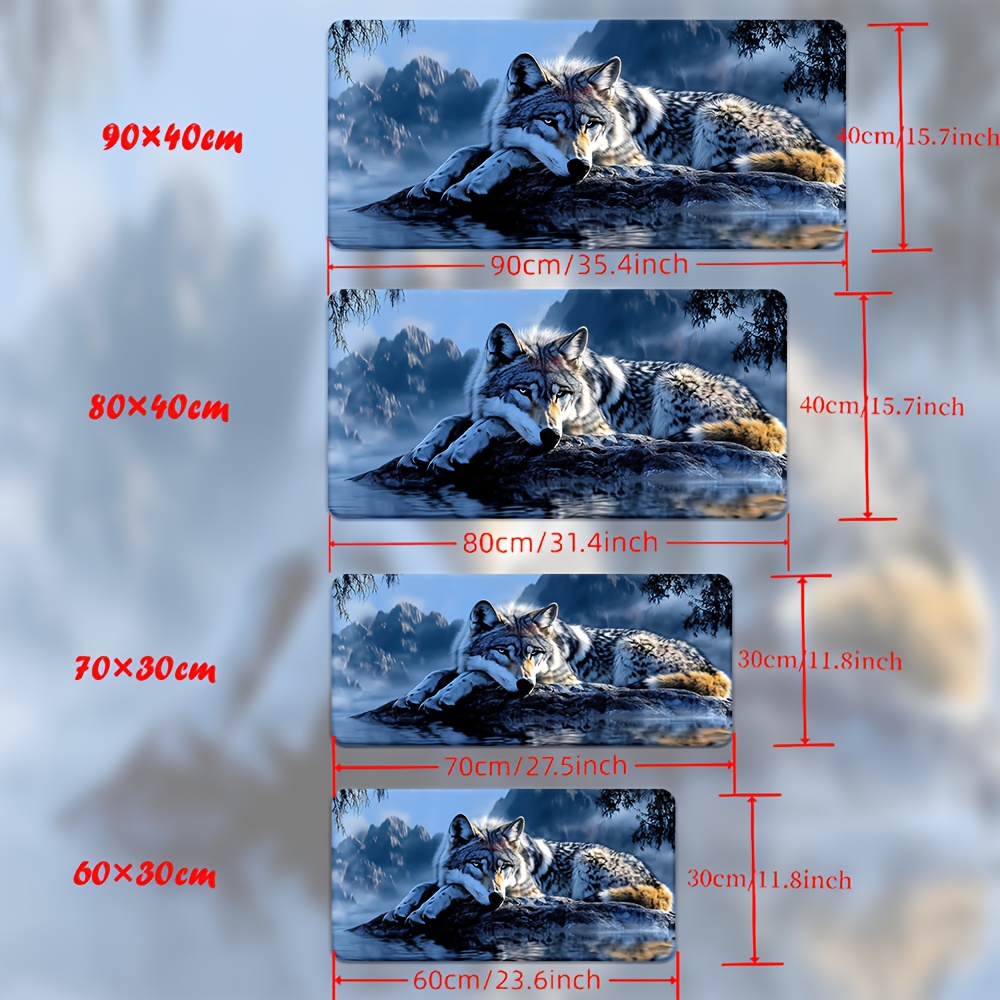 Large Wolf by the River Gaming Mouse Pad - Non-Slip Rubber Base, Realistic Wolf & River Landscape Desk Mat, Soft Fabric Surface for PC, Office, Laptop - Ideal for Gamers & Professionals - Durable Workspace Decoration, Office Workspace, Natureinspired Design, Highquality Print, Pc Enthusiasts, Wolf/large Wolf Desk Mat, Mouse/gamer Pad For Mouse, Wolf Mouse Desk, Lion Mouse Pad, Topographic Mouse Pad With Design, Boar Rubber, Mousepad, Desk Mat, Gaming Mouse Pad, Mouse Pad For Desk