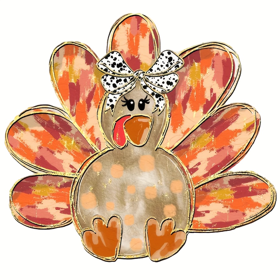 

Thanksgiving Turkey Heat Transfer Sticker - Cute Cartoon Design For Diy T-shirts, Jeans, Backpacks & More