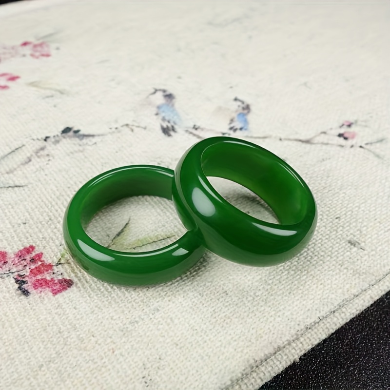 Green Faux Jade Ring Minimalist Polished Finish