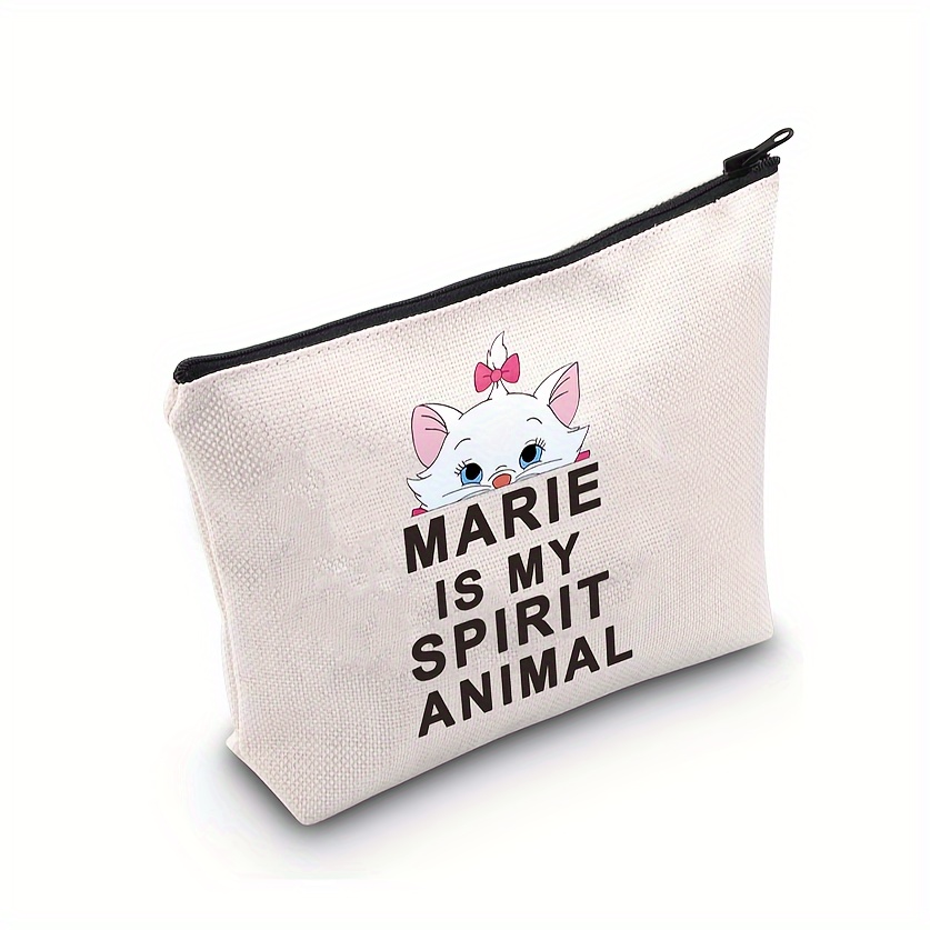 

Marie Is My Spirit Animal" Cosmetic Bag - Linen Makeup Zipper Pouch For Aristocats Fans, Perfect Gift For Cat Lovers, 14+