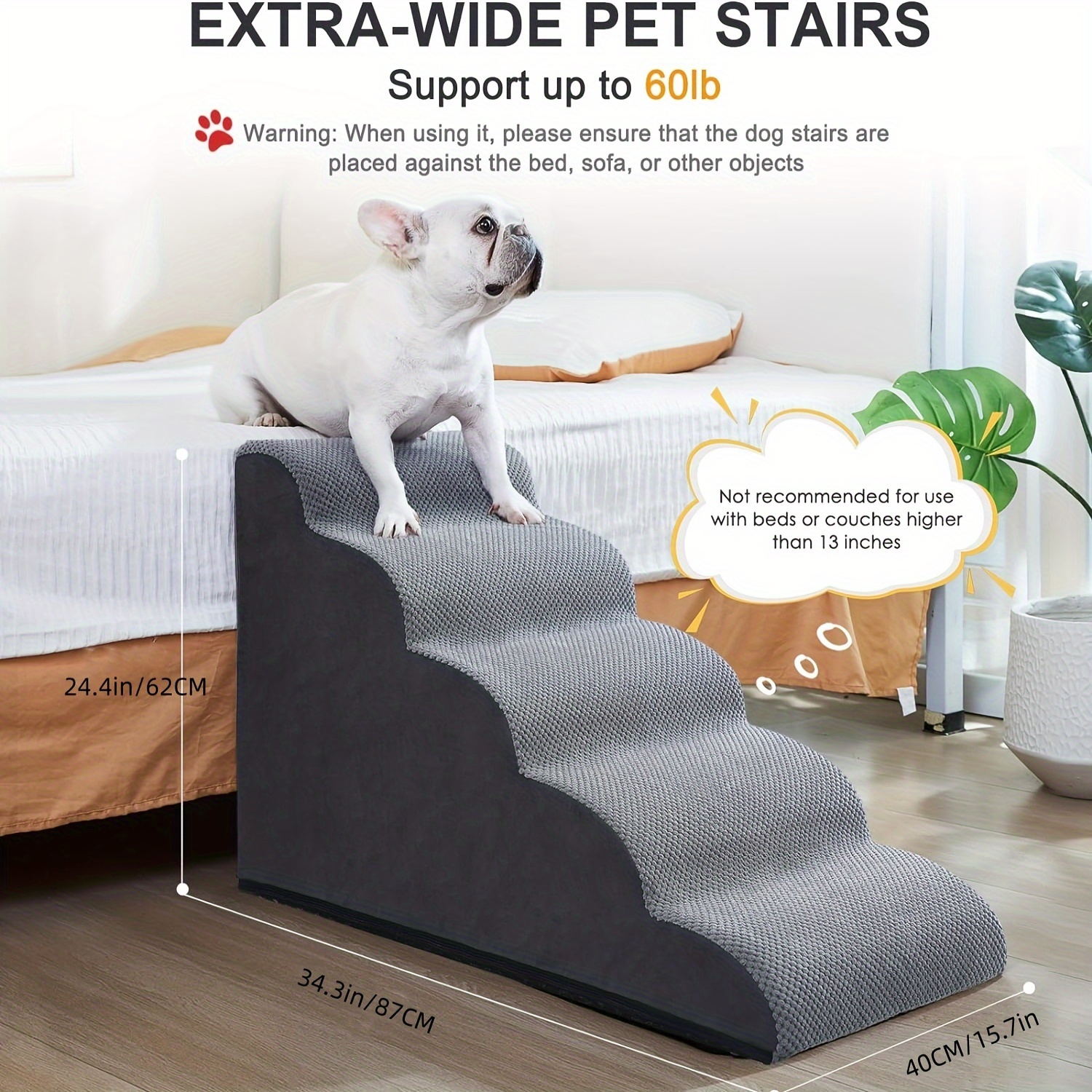 Amazon Dog Steps For Sofa Step Stool 3-Tier Foam Dog Ramp Non-Slip