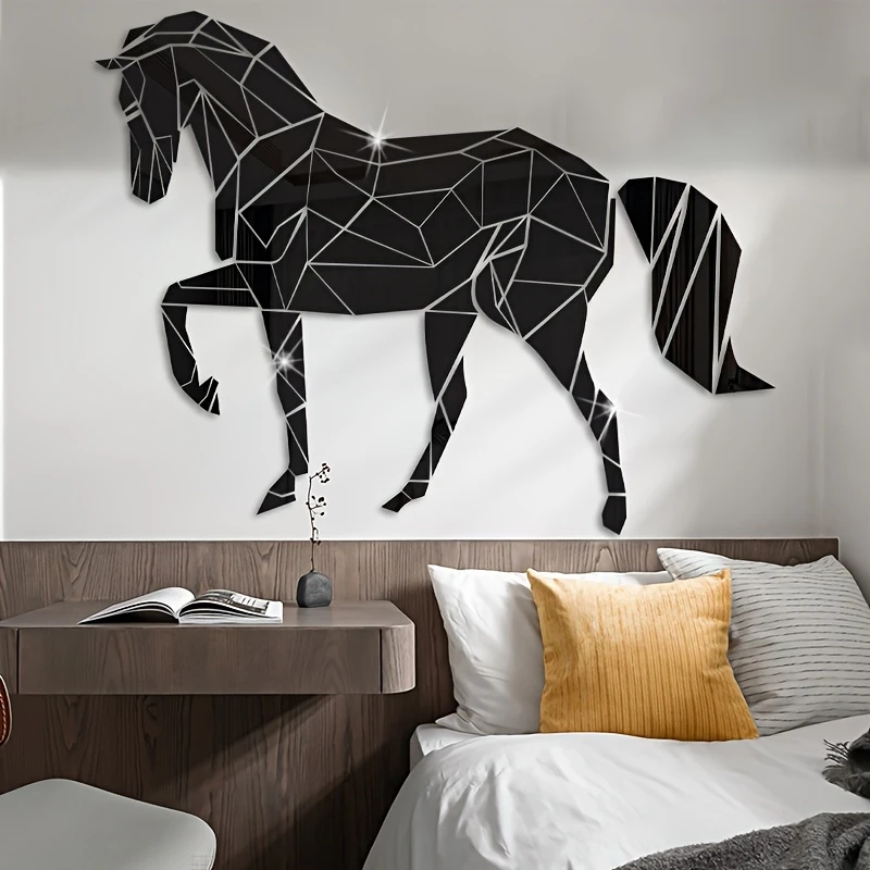 stunning acrylic wall decoration diy 3d self wall art reflective surface protective film and home office or any room horse theme details 11