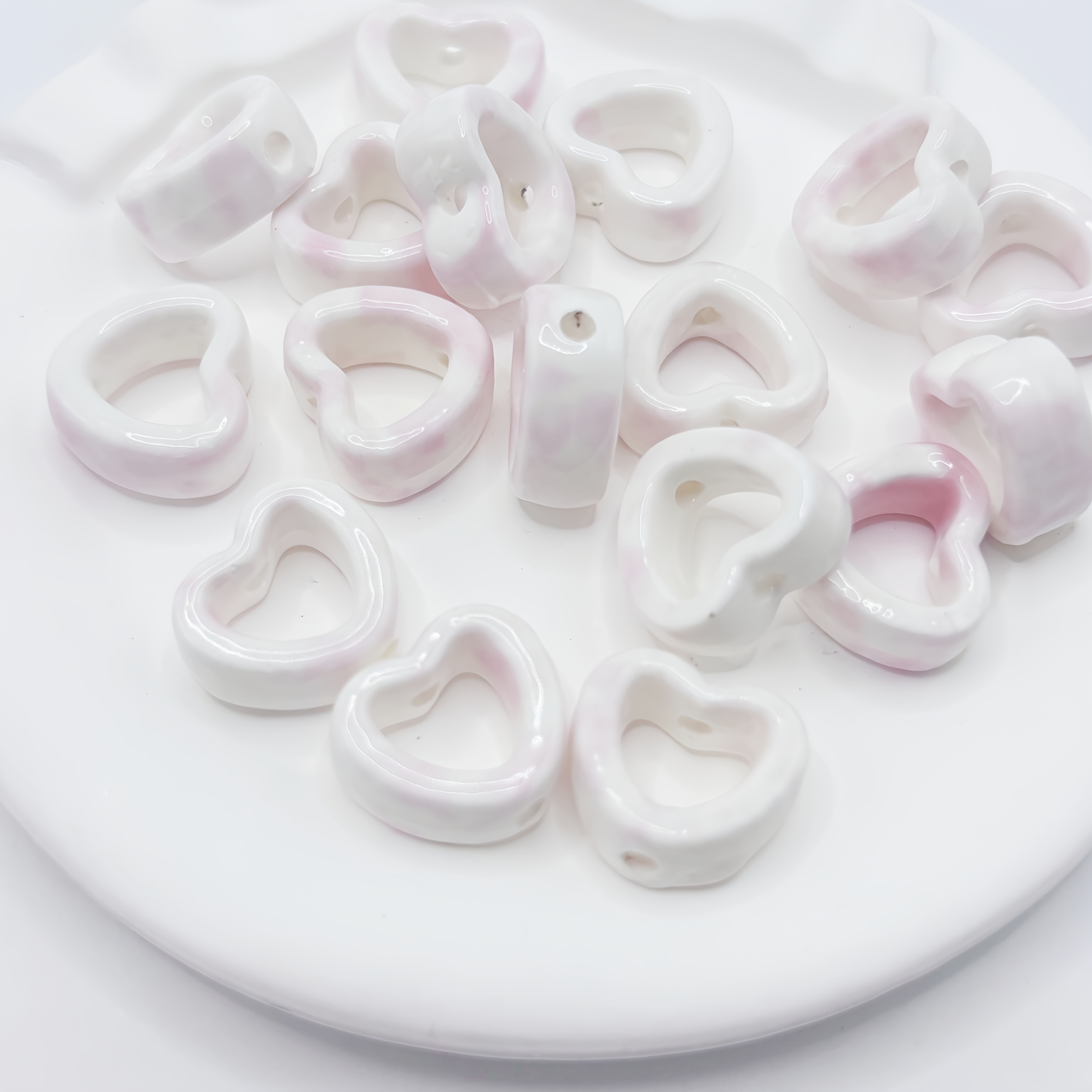 Pink Ceramic Decorative Beads for DIY