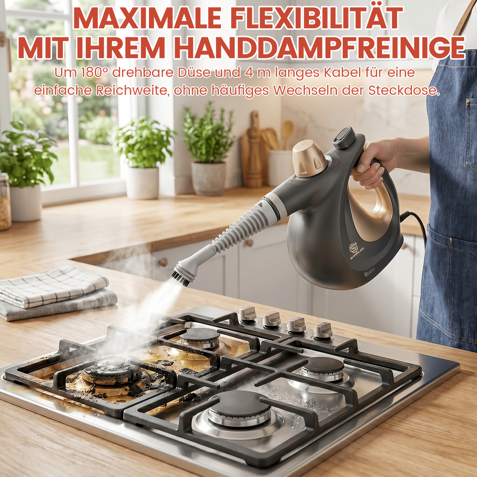 Image of Superlex Handheld High-pressure Steam Cleaner, 3. With 180° Rotatable Nozzle, 350ml Water Tank, Child Lock, 4m Power Cord For Home Kitchen Bathroom Tile Car Interior Deep Cleaning