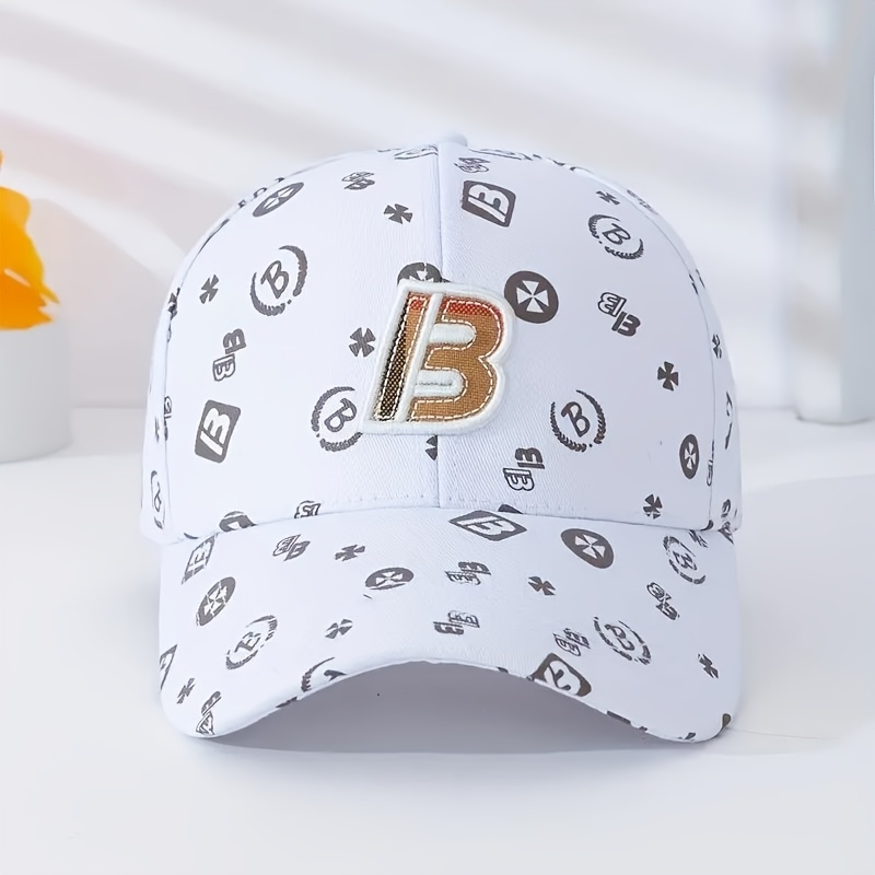 Image of Unisex Fashion Trendy Niche Designer Style Embroidered B Letter Patch Trendy Brand Style Casual Hat Baseball Cap Suitable For Golf Outdoor Sports Streetwear Back Adjustable Head Size