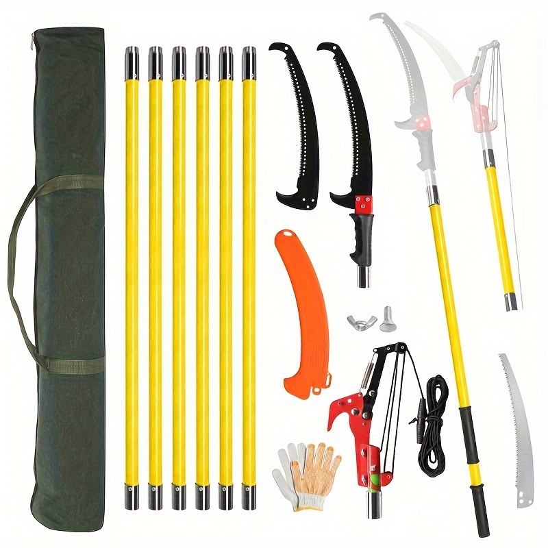 

26ft Manual Pole Saw, Lightweight Tree Trimmers Long Handle Pruner Set, Sharp Steel Blade And Scissors Pole Saw For Trimming Palm, , , Other High Trees And Shrubs