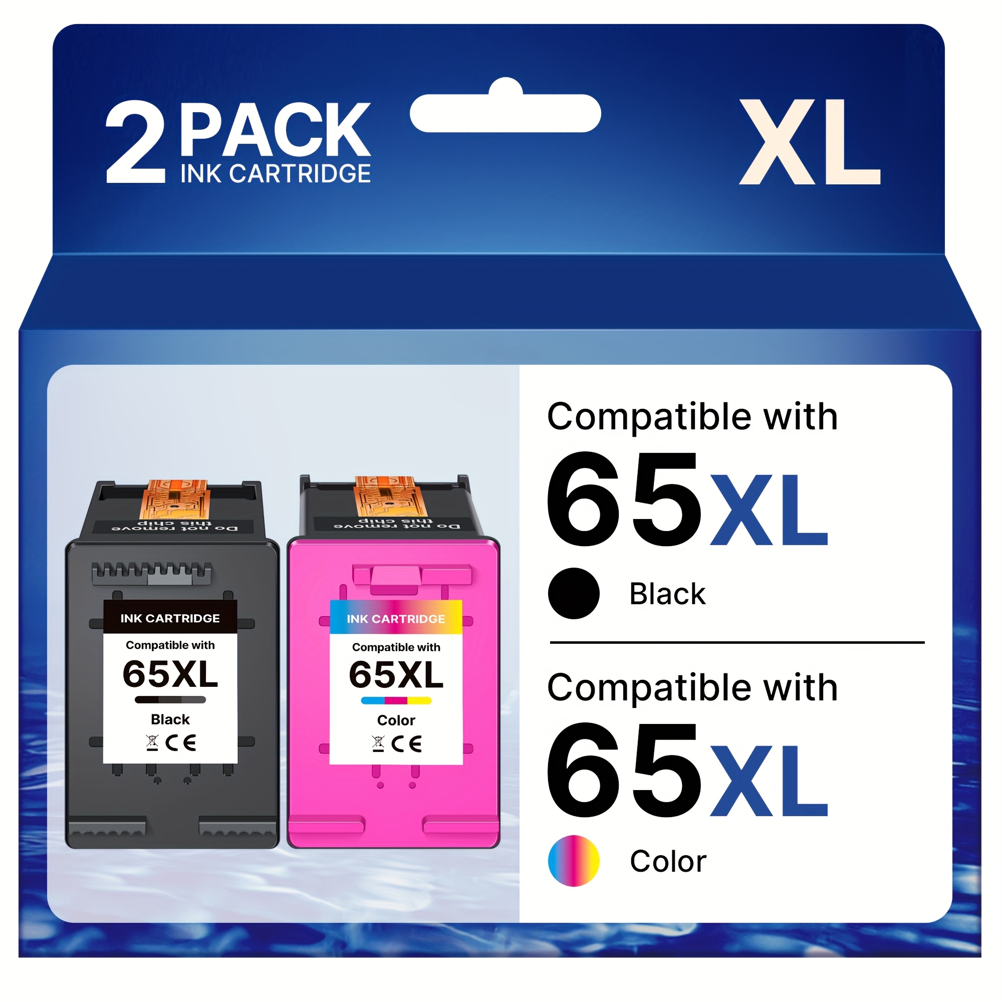 TEMU Remanufactured 65xl Ink Cartridges For , Including A Black And Color , Compatible With For Models 2620, 3720, 5055, And 3758 (1 Black And 1